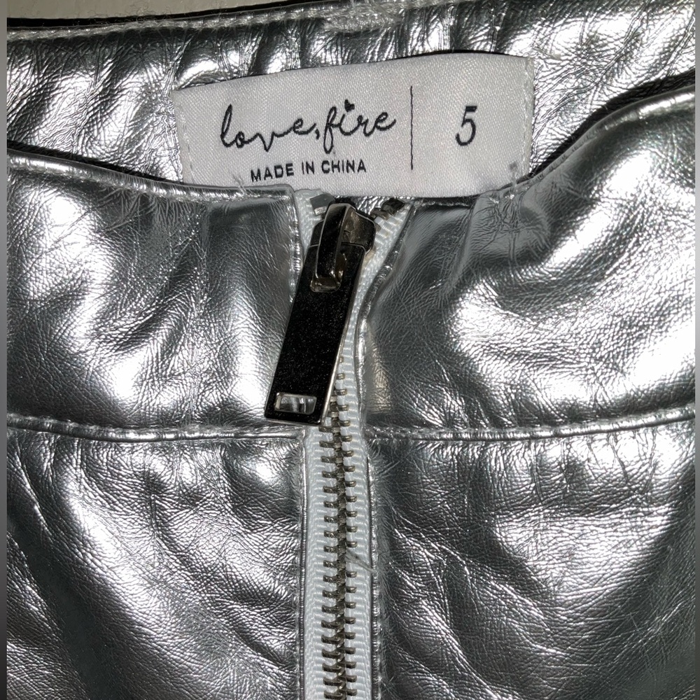 Love, Fire Shiny Silver Zip-Up Jacket - Picture 3 of 3